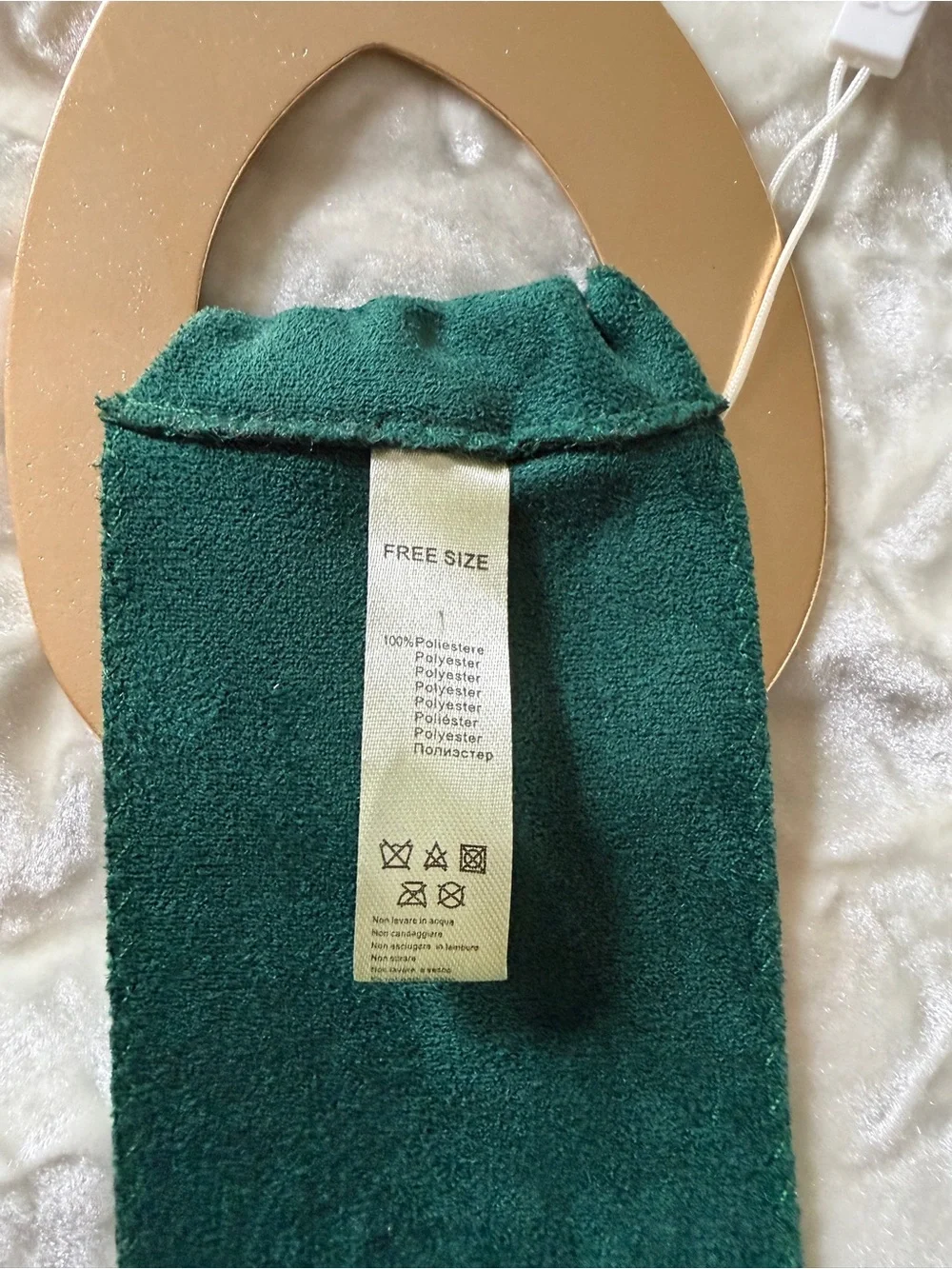 Q2 Gold Teardrop Handle Dark Green Faux Suede Belt